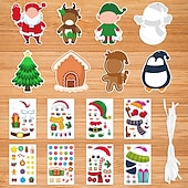levne Event &amp; Party Supplies-Sada 24 vánočních samolepek s perníkem, Santou a elfy &amp;sob - zářivé DIY vánoční ozdoby na stromeček, přání &amp;dárková dekorace, opakovaně použitelné lesklé ozdoby na jedno použití pro dětské tvoření
