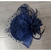 ieftine fascinatoare-Palarioare Tul Material Textil Pălărie Nuntă Petrecere ceai Cursă de cai cocktail Elegant Epocă Cu Pene Tul Diadema Articole Pentru Cap