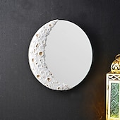 abordables Sculptures-1 pendentif décoratif en forme de cratère lunaire en résine avec un miroir de cratère lunaire au design créatif suspendu à la surface, adapté à la décoration murale dans les salons, les bureaux et les