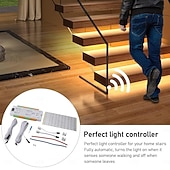cheap Lamp Bases &amp; Connectors-32 Channel Motion Sensor LED Stair Controller Automatic Staircase Lighting Controller Short Circuit Proof Stairway Step Light Controller Adjustable Brightness for Indoor Under Stair Lighting DC12-24V