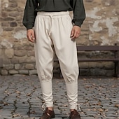 abordables Bas-Rétro Vintage Médiéval Renaissance Pantalons de pirate Pirate Viking Ranger Couleur Unie Déguisement Homme Pirate Fantaisie Halloween Carnaval Performance LARP Foire de la Renaissance Adulte Pantalon