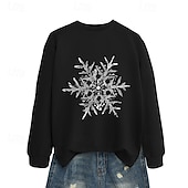 halpa Huppari &amp; Collegepaita-joulu Naisten Pusero Vapaa-ajan topit Pitkähihainen Topit Urheilu- ja treenivaatteet Kuvitettu Puuvilla Pehmeä Juhla Loma Urheiluasut Urheiluvaatteet Musta Valkoinen Keltainen