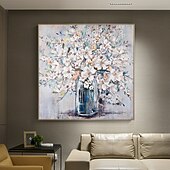 levne Květinové či botanické obrazy-Ručně vyráběné olejomalby z lahví s květinami na plátně, nástěnná dekorace, moderní abstraktní obraz pro domácí dekoraci, rolovaný bezrámový, nenatažený obraz