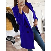 voordelige Winterjassen-Dames Winterjas Comfortabel Ademend Zak Knop Casual Effen Vakantie Straat Casual Alledaagse kleding Enkele rij knopen Lang Strijkijzer Normale pasvorm Lange mouw bovenkleding Zwart Geel Rood Lente