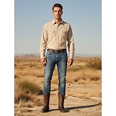 ανδρικές καφέ κεντημένες μπότες καουμπόη από ψεύτικο δέρμα - κλασικό ανθεκτικό στυλ ροντέο με τετράγωνα δάχτυλα για ράντσο και ρούχα για εξωτερικούς χώρους Χαμηλού Κόστους Καουμπόη και δυτικές μπότες-ανδρικές καφέ κεντημένες μπότες καουμπόη από ψεύτικο δέρμα - κλασικό ανθεκτικό στυλ ροντέο με τετράγωνα δάχτυλα για ράντσο και ρούχα για εξωτερικούς χώρους