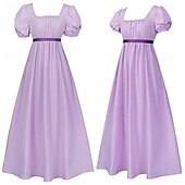 levne Šaty-Retro Středověké Renesanční Šaty Plesové Šaty inspirované Regency Maškarní kostým Dámské Královský předvečer Všech svatých Karneval Výkon Ren Faire Retro tematická párty Dospělé Šaty