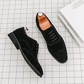 ieftine Brogue pantofi-Pantofi de mireasă brogue maro închis pentru bărbați, din piele ecologică – pantofi de mireasă clasici și sofisticați pentru miri