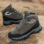 voordelige Winter- en sneeuwlaarzen-beige en zwarte waterdichte wandelschoenen voor heren met antislipzool en warme voering, outdoor trekkingschoenen voor winterkamperen en bergavonturen