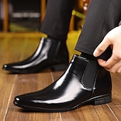abordables Bottes de Chelsea-Homme Bottes Bottes Chelsea Marche Cuir PU Confortable Antidérapant Bottines Mocassin Bande Élastique Brun claire Brun foncé Noir Été Printemps Automne