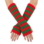 cheap Gloves-Women's 1 Pair Half Finger / Knitted Gloves Streetwear / Outdoor Gloves - Striped Print