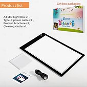 ieftine Luminile decorative inteligente-Cutie luminoasă portabilă A4 ultra-subțire cu LED-uri, cu luminozitate reglabilă, pad de trasare artistică cu LED-uri pentru desen, schițe, animații, șablon și pictură cu diamant 5D