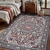 お買い得  エリアラグ-エリアラグ ヴィンテージペルシャスタイル リビングルームと寝室用 大きく耐久性のある汚れに強いフロアカーペット ソフト ノンスリップ ベッドサイドマット ホームデコ エスニックパターン クラシックデザイン