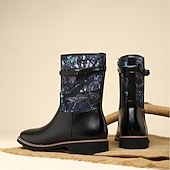 olcso Cowboy és nyugati csizma-Barna műbőr férfi félvádrávégű csizma terepszínű szövetrészletekkel – divatos és praktikus lábbeli szabadtéri kalandokhoz és hétköznapi viselethez