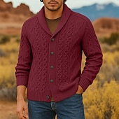 preiswerte Herren Strickjacke-Herren Pullover Strickjacke Gerippt Zopfmuster Stricken Normale Oberteile Gestrickt Einfach Schalkragen Urlaub Mode Lässig Alltagskleidung Bekleidung Frühling &amp; Herbst Schwarz Weiß S M L
