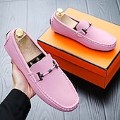 ieftine Loafers casual-Bărbați Mocasini &amp; Balerini Retro Mărime Plus Size Plimbare Casual Zilnic PU piele Comfortabil Cizme înalte Loafer Galben Roz Mov Deschis