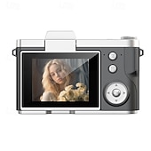 お買い得  アクションカメラ-1080P HDポータブルCCDカメラ 4Kレンズ フリップスクリーン USB充電式リチウムポリマーバッテリー 初心者向け旅行Vlogging 完璧なバレンタインデーギフト 初心者カメラ