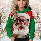 Kerstmis Voor meisjes 3D Grafisch Kerstman Trui met capuchon Lange mouw Herfst Winter Modieus Aanbiddelijk Basic Kinderen 4-12 jaar Capuchon Buiten Casual Dagelijks Normale pasvorm voordelige Kersttops voor Kinderen-Kerstmis Voor meisjes 3D Grafisch Kerstman Trui met capuchon Lange mouw Herfst Winter Modieus Aanbiddelijk Basic Kinderen 4-12 jaar Capuchon Buiten Casual Dagelijks Normale pasvorm