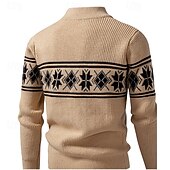 ieftine pulover cardigan pentru bărbați-Bărbați Pulover Cardigan Pulover decupat Pulover cu fermoar Pulover tricotat Striat Tricotat Topuri obișnuite Buzunar Geometric Guler de stand Modă Clasic Vacanță Purtare Zilnică Îmbrăcăminte Toamn