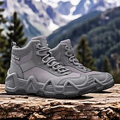 baratos Botas de caminhada-calçados esportivos masculinos bege de cano alto - botas táticas de caminhada duráveis para aventuras ao ar livre