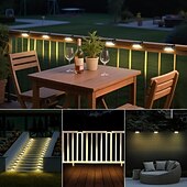 olcso Pathway Lights &amp; Lanterns-napelemes teraszvilágítás kültéri, napelemes oldalsó lámpák, vízálló LED-es lámpa kültéri teraszokhoz, korláthoz, lépcsőkhöz, lépcsőfokokhoz, kerítéshez, udvarhoz és teraszhoz, karácsonyi dekorációs