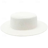 economico Cappelli da Festa-Cappelli Poliestere Cappello di paglia Matrimonio Ferie Tè Corsa di Cavalli Cocktail Vintage Protezione Solare Con Giunzione Copricapo Copricapo