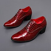 abordables Zapatos Oxford-Zapatos de vestir para hombre de piel sintética roja con detalle de tachuelas: elegantes zapatos de fiesta de Navidad para hombre.
