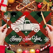 baratos Placemats &amp; Coasters &amp; Trivets-6 peças de floco de neve vermelho de natal &amp;Jogo americano de boneco de neve de árvore de Natal resistente ao calor, jogos americanos quadrados de linho para decoração de mesa de sala de jantar,