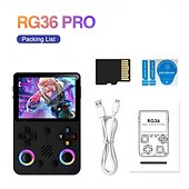 Недорогие Видеоигры-Портативная игровая консоль RG36 PRO профессиональный игровой чип 64GB TF карта 3.5 дюйма IPS экран высокой четкости двойные 3D стика и кнопки RGB цветная подсветка ретро-дизайн Подарок на День