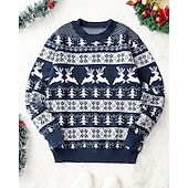 abordables Pull col rond-Homme Pull de Noël Pull de Noël moche Chandails de Noël pull de Noël Pull Côtelé Tricoter Hauts Réguliers Tricoté Chaque Col ras du cou Mode Basique Noël Vacances Vêtement Tenue Automne Hiver Rouge