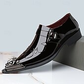 economico Mocassini-mocassini neri da uomo con fibbia decorativa, design elegante per occasioni formali, matrimoni ed eventi speciali