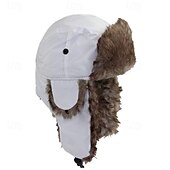 baratos Chapéu para Homem-Homens Aviador Chapéu Ushanka Chapéu de Aviador Chapéu com protetores de orelha Chapéus de inverno Preto Branco Poliéster Estilo vintage Aconchegante Roupa Diária Para Noite Cor Sólida / Simples
