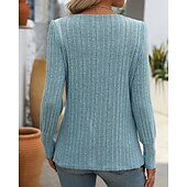 cheap Hoodie &amp; Sweatshirt-Women's Solid Colored Pullover Sweatshirt Casual Tops Fall / Winter Buttons Long Sleeve Athleisure Outdoor Holiday Black Army Green Blue Sportswear Activewear