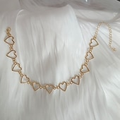 abordables Collier pour femme-Collier ras du cou cœur en argent pour femme – bijou tendance à maillons pour tenues décontractées et de soirée