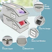 abordables Rangement et organisation-Boîte de rangement pour chapeaux avec couvercle et fenêtre transparente, bac de rangement pliable empilable avec fermeture éclair, conteneur à chapeaux multifonctionnel anti-poussière pour placard et