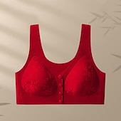 baratos Sutiãs esportivos &amp; coletes-Mulheres Sutiã com fecho frontal Roupa-Interior Conforto Liberdade Total Sem Fio Cor Sólida / Simples Esporte Roupas Esportivas Roxo Profundo Preto Academia Pilates Zumba