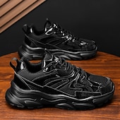 economico Sneakers Casual-Sneakers da uomo color oro metallizzato con suola spessa e finitura riflettente, scarpe da corsa alla moda con lacci per abbigliamento streetwear, da festa e casual