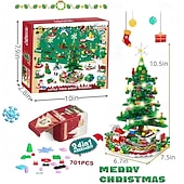 Χαμηλού Κόστους Ημερολόγιο έλευσης-Ημερολόγιο έλευσης χριστουγεννιάτικων δέντρων με δομικά στοιχεία με φως LED, ημερολόγιο αντίστροφης μέτρησης για χριστουγεννιάτικο κουτί δώρων, δομικό στοιχείο 24 ημερών για παιδιά ενηλίκων