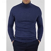 preiswerte Herrenpullover-Herren Pullover Gerippt Stricken Normale Oberteile Gestrickt Schmale Passform Einfach Rollkragen Strickware Zeitgenössisch Lässig Alltagskleidung Bekleidung Frühling Herbst Winter Schwarz Gelb M L XL