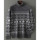preiswerte Herrenpullover-Herren Weihnachtspullover Wollpullover Pullover Kaschmir Strickpullover Gerippt Stricken Normale Oberteile Gestrickt Geometrisch Rollkragen Mode Basic Urlaub Alltagskleidung Bekleidung Herbst Winter