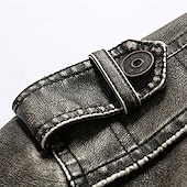 economico Giacca in ecopelle-Per uomo Giacca in Ecopelle Giacca Cargo Giacca Casual Giacca da Moto Vacanza Quotidiano Caldo Tasca Inverno Semplice Moda Classico Collo alla coreana Regolare Nero Marrone Cachi Giacca