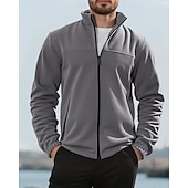 billige Basic gensere-Herre Genser Fleecegenser Genser med full glidelås Aprikos Svart Lilla Oransje lysegrå Opprett krage عادي Ta igjen glidelåsen Lomme Sport &amp; Utendørs Daglig Ferie Polyester Gatemote Grunnleggende