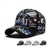 tanie Czapka baseballowa męska-Męskie Czapka z daszkiem Kapelusz Czapka Truckera Biały Niebieski Poliester Korygujący Moda Dzienne zużycie Graffiti hip-hopowe Oddychający
