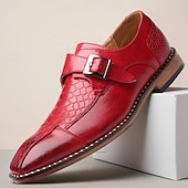 preiswerte Mönchsschuhe-Herren Monkschuhe Weihnachtsschuhe Retro Übergrössen Spaziergang Lässig Täglich PU Leder Bequem Kniehohe Stiefel Schnalle Schwarz Burgund