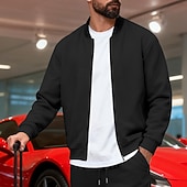 baratos Jaquetas Casuais-Homens jaqueta leve Jaqueta casual Férias Diário Respirável Bolsos Primavera Outono Bloco de cor Moda Clássico Colarinho Chinês Padrão Preto Amarelo Vermelho Azul Marinha Azul Royal Casaco
