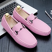 ieftine Loafers casual-Bărbați Mocasini &amp; Balerini Retro Mărime Plus Size Plimbare Casual Zilnic PU piele Comfortabil Cizme înalte Loafer Galben Roz Mov Deschis