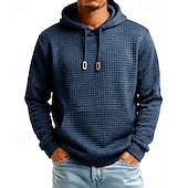 preiswerte Einfache Sweatshirts-Herren Kapuzensweatshirt Waffle Kapuzensweatshirt Pullover Kapuzensweatshirt Aprikose Weinrot Schwarz Weiß Marineblau Mit Kapuze Einfach Kängurutasche Strukturiert Sport &amp; Outdoor Lässig Täglich