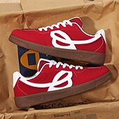 abordables Baskets-Homme Chaussures Décontractées Marche Occasionnel Daim Toile Confortable Antidérapant Respirant Mocassin Rouge Bleu Beige