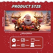 abordables Cubiertas navideñas para puertas de garaje-Cubierta de puerta de garaje navideña, Papá Noel con renos esquiando, árbol de Navidad y nieve, gran fondo colgante para exteriores, pancarta de pared navideña, decoración festiva de temporada para el