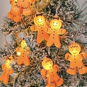 billiga Semestersträngljus-Jul pepparkaksgubbe pojke och flicka semester ljusslinga 6M-40Leds inomhus trappa vägg sovrum partyns atmosfärdekoration ljusprops AAA batteribox USB