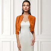 economico impacchi per gli invitati al matrimonio-Wrap Bolero da Donna Scialle della Madre Cappotti  Giacche di Base Elegante a Manica 3/4 Wrap in Chiffon per Ospiti ai Matrimoni con Colore Puro per Festa Serale in Primavera e Estate per fare colpo